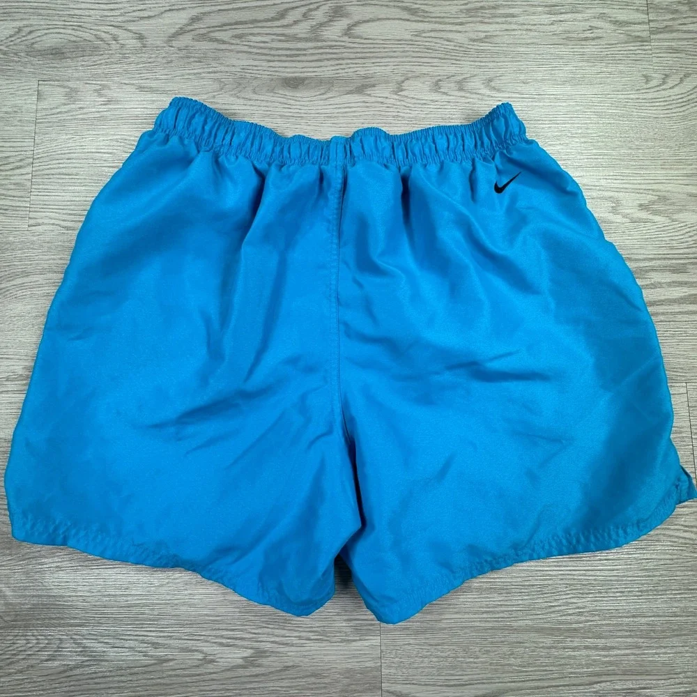 Nike Men's Swim Trunks Blue Medium Mesh Lined Board Shorts Swoosh Logo